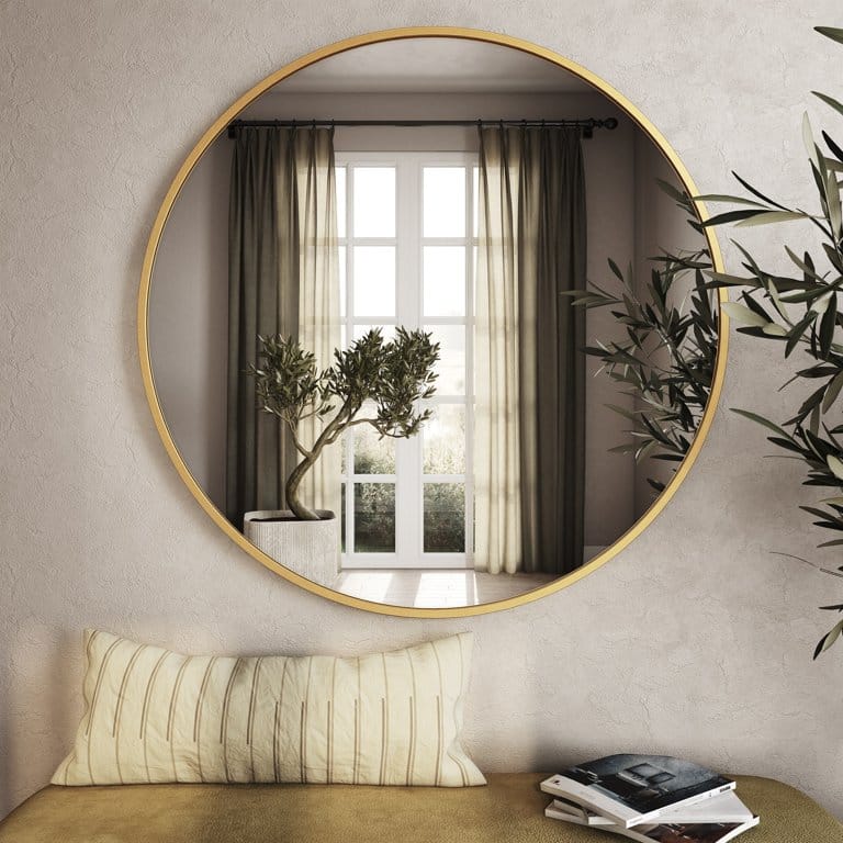 33″ Gold Round Mirror