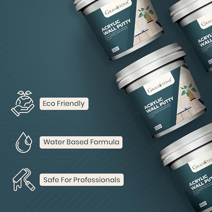 GRANOTONE Acrylic Wall Putty - Smooth Finish & Easy to Apply, Durable Filler for Interior Walls, Crack Resistant, White (1 KG)
