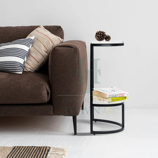 Half Round Marble Side Table (Black)