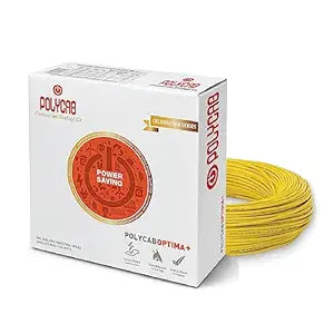 Polycab OPTIMA+ 1.5sqmm 90M coil | Flame Retardant | Lead free | 99.97% high purity copper | Rodent protection | PVC insulated housewire [Yellow]